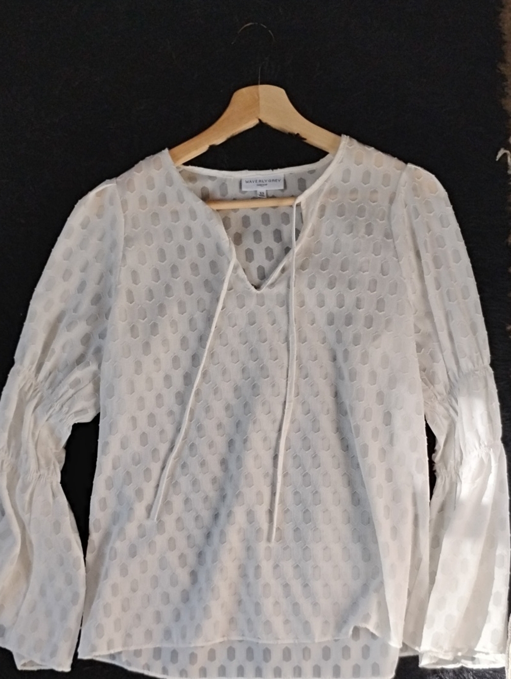 Waverly Grey Liberant Sheer Textured White Flowy Blouse